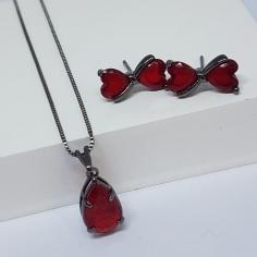 Conjunto Gota/Laço Rubi