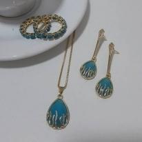 Conjunto Gota Pedra Azul