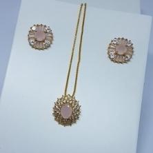 Conjunto Luxo Pedra Rose Cravejado 