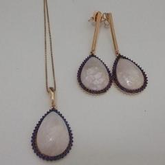 Conjunto Madrepérola Mosaica c/ Micro Zirconia Azul