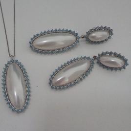 Conjunto Madreperola Oval c/ Nano Turquesa