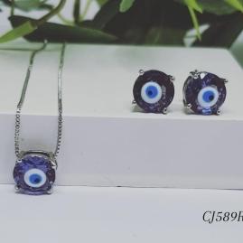 Conjunto Olho Grego Zirconia Lilás