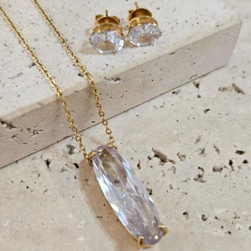 Conjunto Pedra Oval 45cm