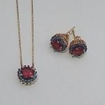 Conjunto Pedra Vermelha com Nano Turquesa