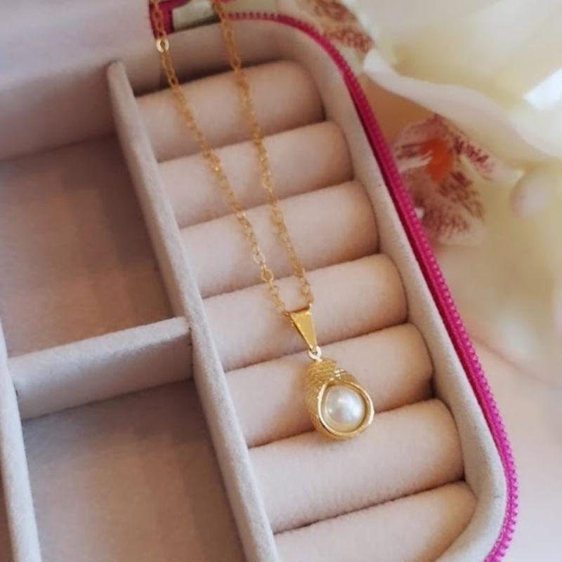 Conjunto Perola Com Aro Dourado