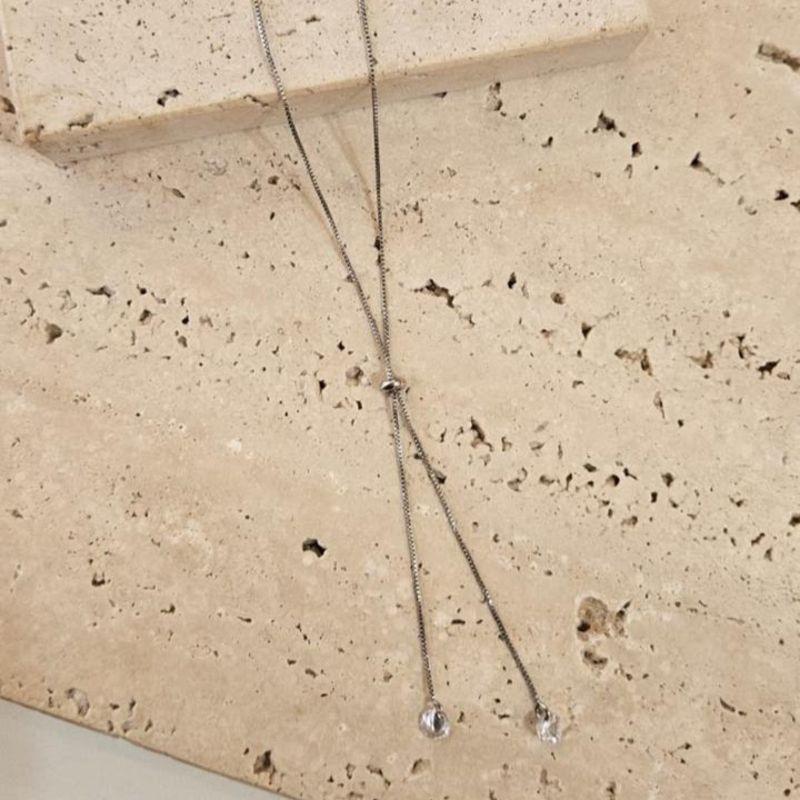 Gargantilha Gravatinha 80cm Duplo Zirconia R