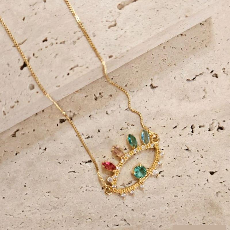 Gargantilha Olho Grego Navete Colors 45cm