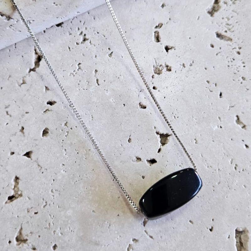 Gargantilha Pedra Natural Onix 45cm