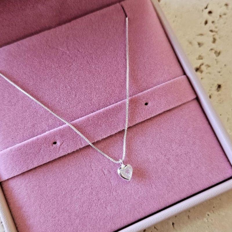 Gargantilha Ponto de Luz Coração 45cm Prata