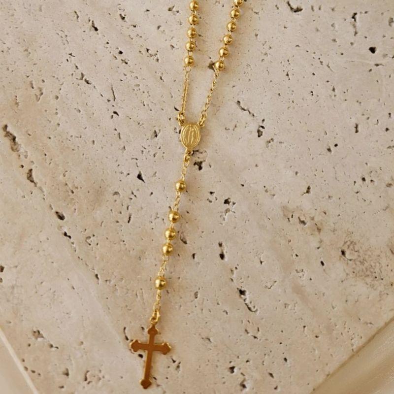 Gargantilha Terço Rosario Esferas 45cm