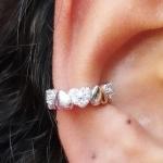 Piercing  Coração Cravejado e Liso Cristal