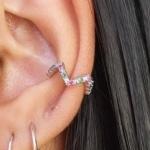 Piercing Zig Zag  Zirconia Colorida