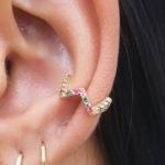 Piercing Zig Zag  Zirconia Colorida