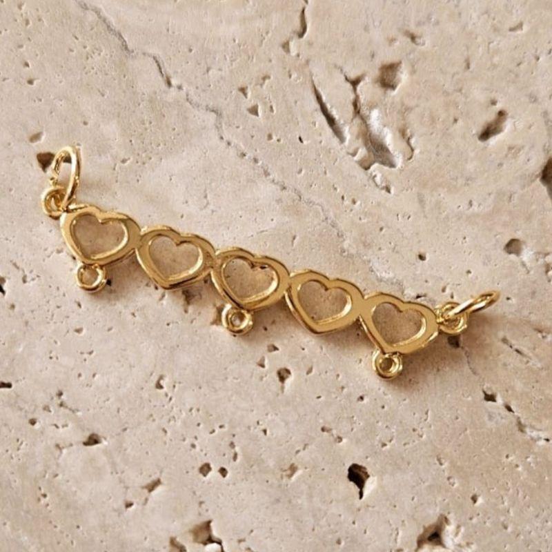 Pingente Canga 3 Corações Vazados (4,2cm)