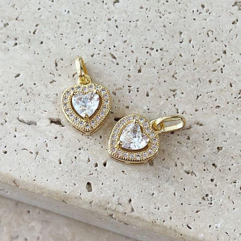 Pingente Coração Cravejado Duplo (1,0x1,0cm)