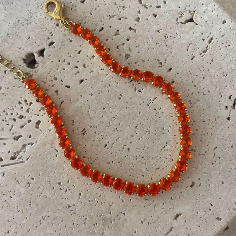 Pulseira Fio de Zirconia Laranja