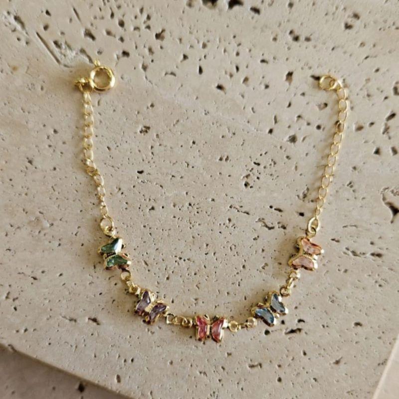 Pulseira Infantil Borboletas Coloridas  14cm