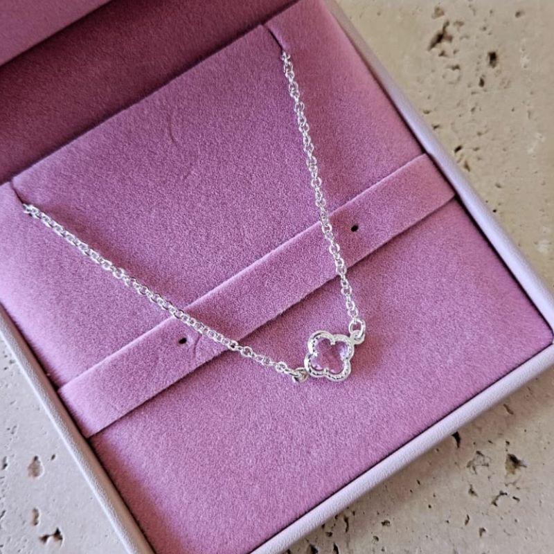 Pulseira Trevo Cristal 18cm Prata