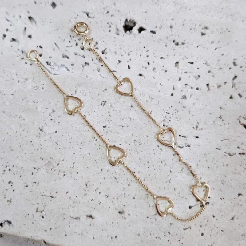 Pulseira Veneziana com Coração Vazado 18cm