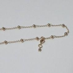 Tornozeleira Bolinhas com Coração e Cristal Pendurado