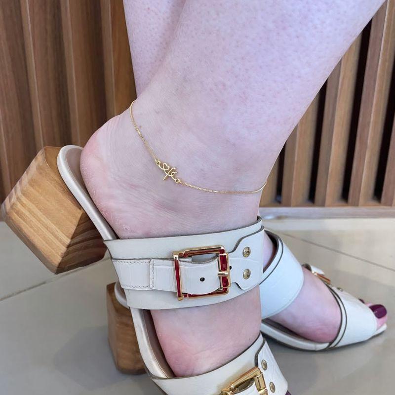 Tornozeleira Veneziana Escrito Fé 25cm