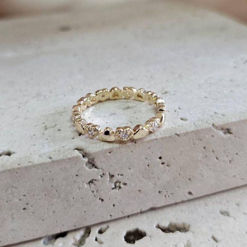 Anel Aliança Corações Lisos e Cravejados