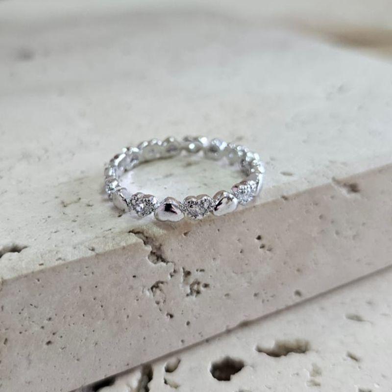 Anel Aliança Corações Lisos e Cravejados