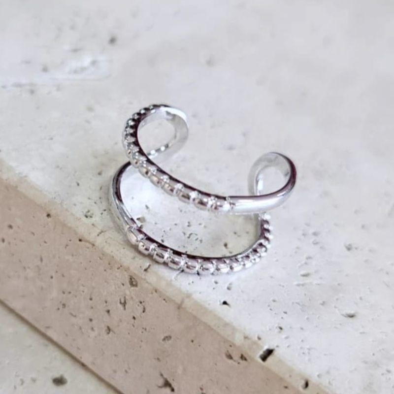 Anel Aro Duplo Liso e Texturizado Ajustavel