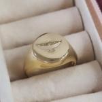 Anel Chapa com Pomba Vazada Dedinho