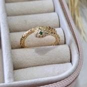 Anel Cobra Olho Verde