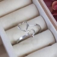 Anel Coração Duplo Regulavel