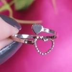 Anel Coração Duplo Vazado e Cheio Regulável R