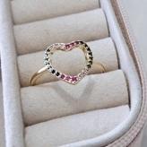 Anel Coração Vazado com Zircônia Colors