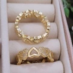 Anel Corações Liso e Cravejado