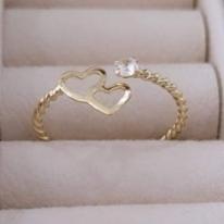 Anel Corações Vazados e Zirconia Regulavel