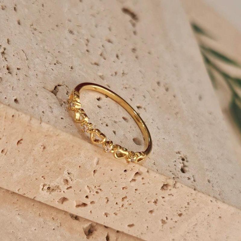 Anel Corações Vazados Liso e Zirconia