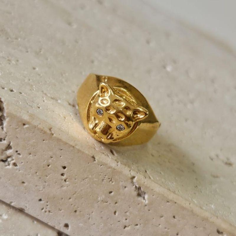 Anel Dedinho Cabeça de Onça Ajustavel