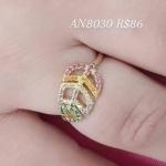 Anel Folha Cravejada Colorida