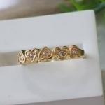 Anel Meia Aliança Corações com Zirconia