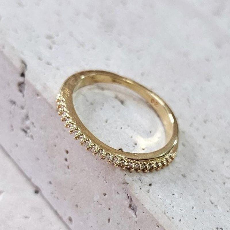 Anel Meia Aliança Zirconia Cristal