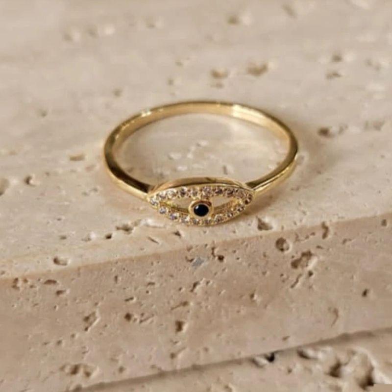 Anel Olho Grego Pedra Azul