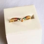 Anel Onda com Zircônia Colorida