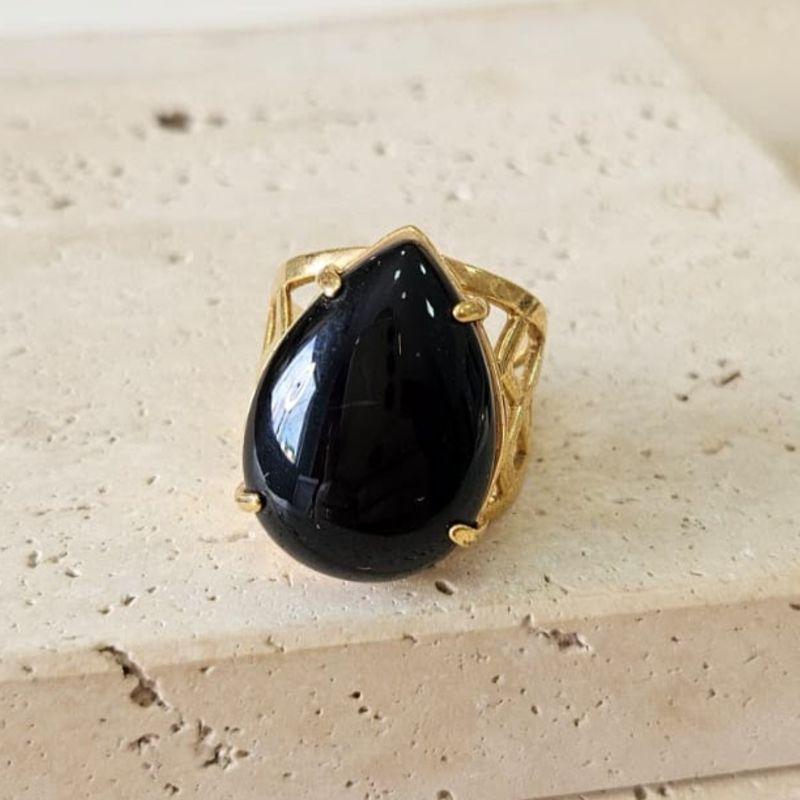 Anel Pedra Natural Onix