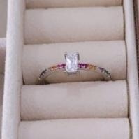 Anel Solitário Cravejado Colorido