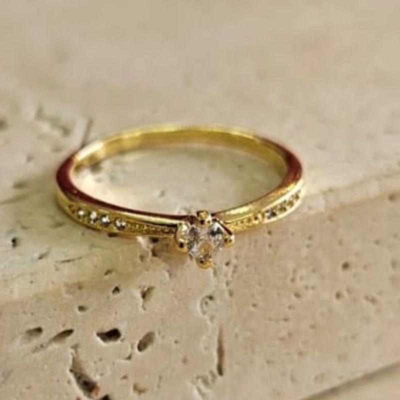 Anel Solitario Pedra Unica Cristal