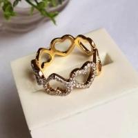 Anel Tres Corações Cravejados Quatro Liso