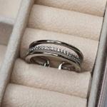 Anel Três Linhas Liso/Cravejado Aberto