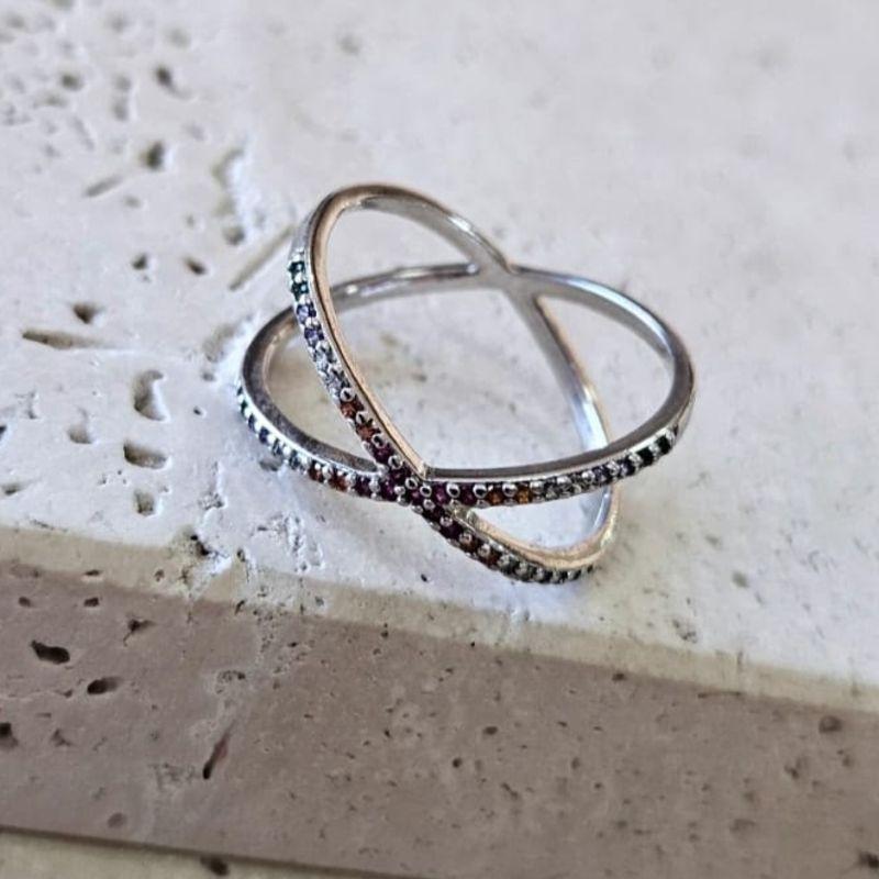 Anel X Zirconias Coloridas