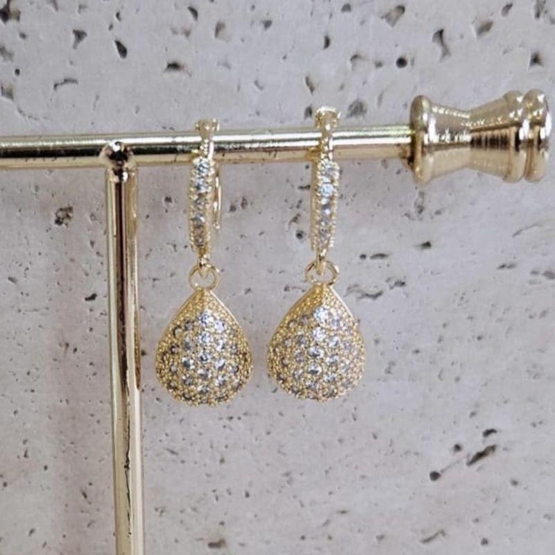 Brinco Argola com Gota Cravejada