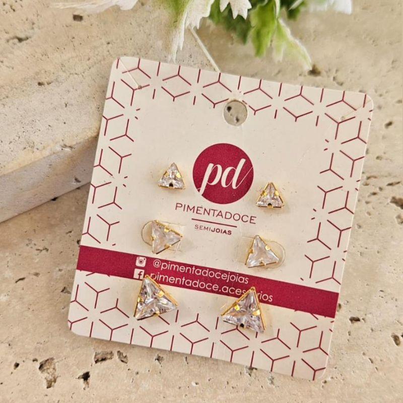 Brinco Trio Triangular Zirconia